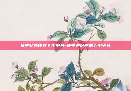快手业务便宜下单平台-快手评论点赞下单平台