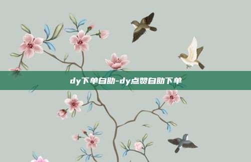 dy下单自助-dy点赞自助下单
