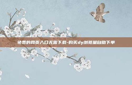 免费的网页入口无需下载-购买dy浏览量自助下单