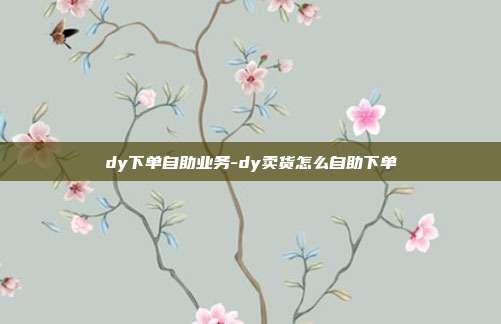 dy下单自助业务-dy卖货怎么自助下单