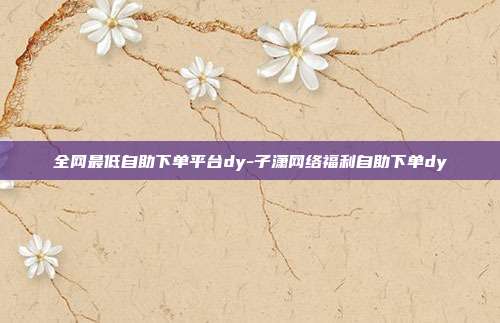 全网最低自助下单平台dy-子潇网络福利自助下单dy