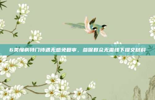 6类慢病特门待遇无感免复审,参保群众无需线下提交材料