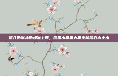 孤儿助学补助标准上调,覆盖小学至大学全阶段教育支出