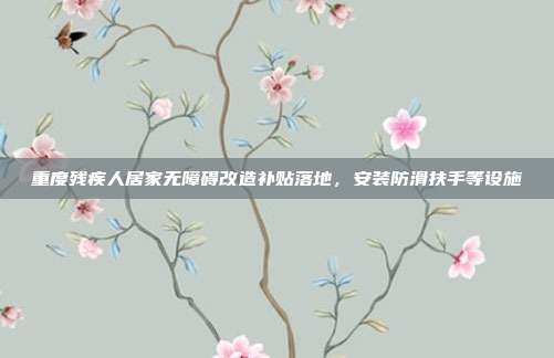 重度残疾人居家无障碍改造补贴落地，安装防滑扶手等设施