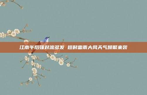 江南午后强对流多发 短时雷雨大风天气频繁来袭