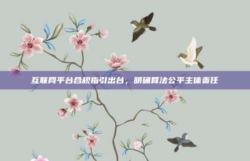 互联网平台合规指引出台,明确算法公平主体责任