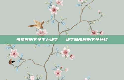 媒体自助下单平台快手 - 快手双击自助下单蚂蚁