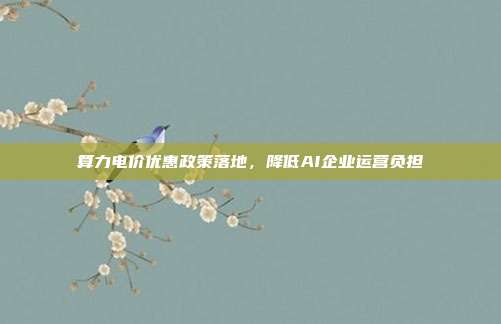 算力电价优惠政策落地，降低AI企业运营负担