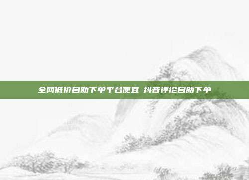 全网低价自助下单平台便宜-抖音评论自助下单
