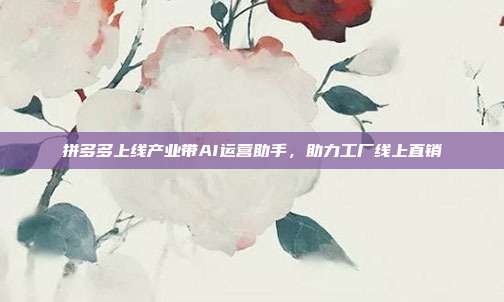 拼多多上线产业带AI运营助手,助力工厂线上直销
