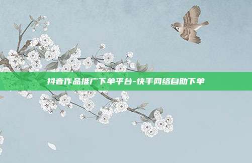 抖音作品推广下单平台-快手网络自助下单