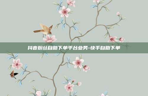 抖音粉丝自助下单平台业务-快手自助下单