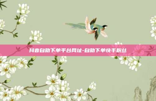 抖音自助下单平台网址-自助下单快手粉丝