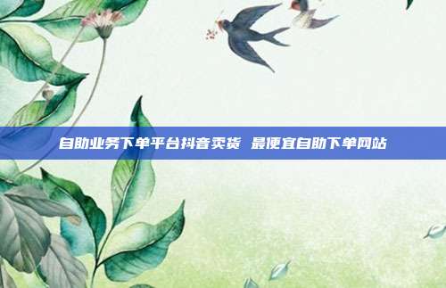 自助业务下单平台抖音卖货 最便宜自助下单网站