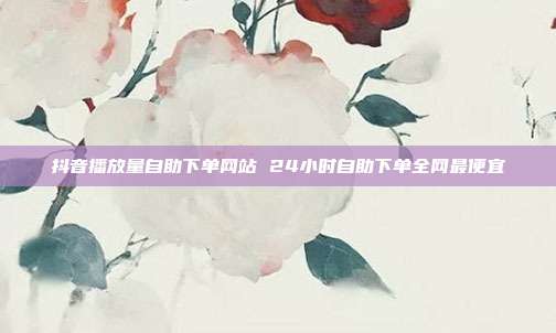 抖音播放量自助下单网站 24小时自助下单全网最便宜