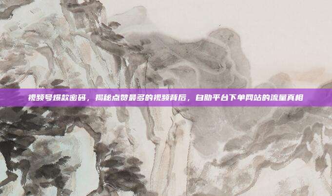 视频号爆款密码，揭秘点赞最多的视频背后，自助平台下单网站的流量真相