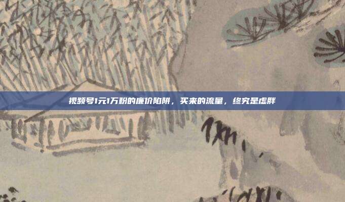 视频号1元1万粉的廉价陷阱，买来的流量，终究是虚胖