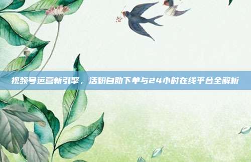 视频号运营新引擎，活粉自助下单与24小时在线平台全解析