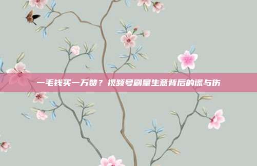 一毛钱买一万赞？视频号刷量生意背后的谎与伤