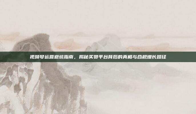视频号运营避坑指南，揭秘买赞平台背后的真相与合规增长路径