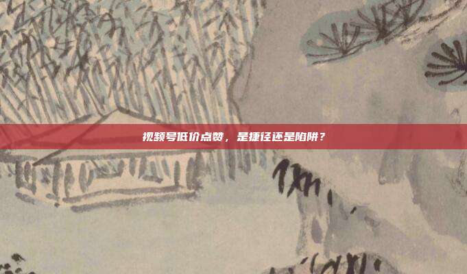 视频号低价点赞，是捷径还是陷阱？