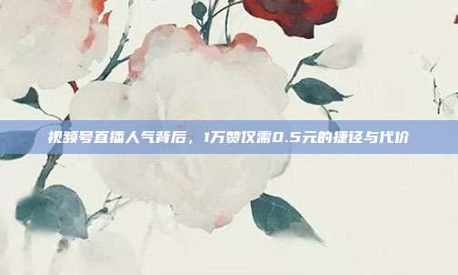 视频号直播人气背后，1万赞仅需0.5元的捷径与代价