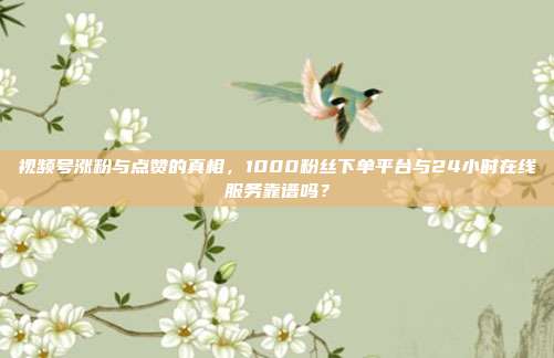 视频号涨粉与点赞的真相，1000粉丝下单平台与24小时在线服务靠谱吗？