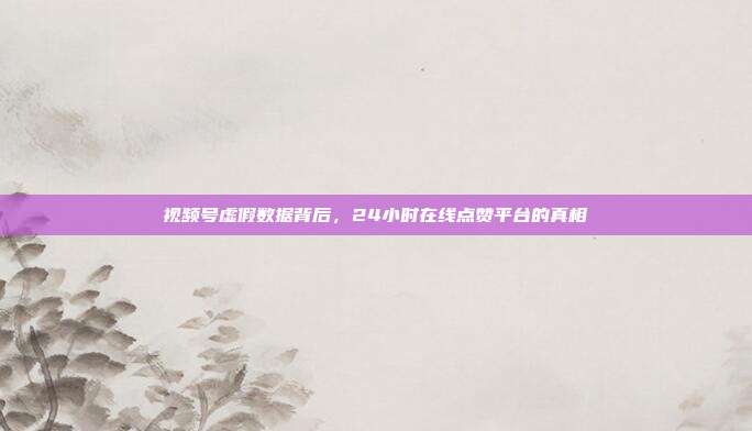 视频号虚假数据背后，24小时在线点赞平台的真相