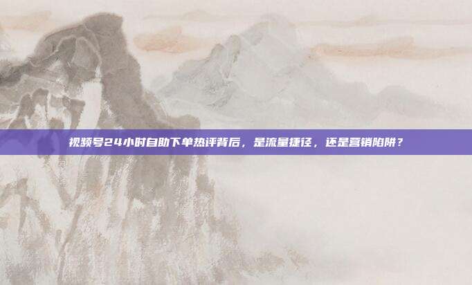 视频号24小时自助下单热评背后，是流量捷径，还是营销陷阱？