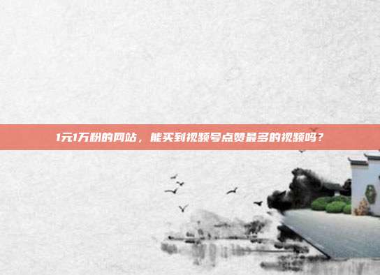1元1万粉的网站，能买到视频号点赞最多的视频吗？