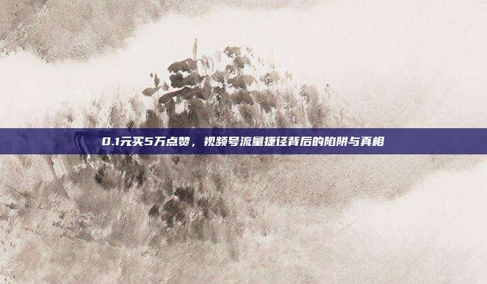0.1元买5万点赞，视频号流量捷径背后的陷阱与真相