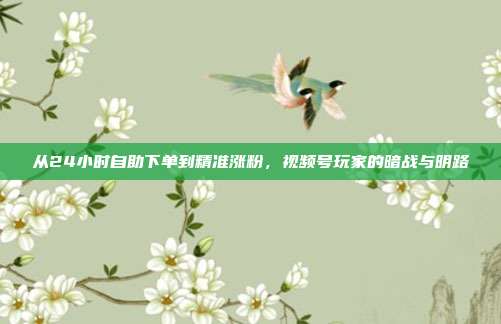 从24小时自助下单到精准涨粉，视频号玩家的暗战与明路