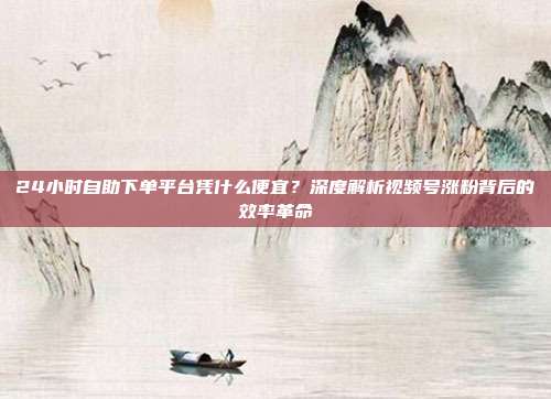 24小时自助下单平台凭什么便宜？深度解析视频号涨粉背后的效率革命