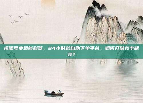 视频号变现新利器，24小时秒自助下单平台，如何打破效率瓶颈？