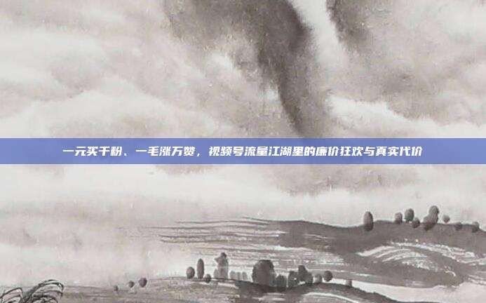 一元买千粉、一毛涨万赞，视频号流量江湖里的廉价狂欢与真实代价