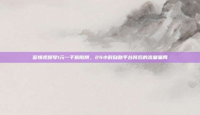 警惕视频号1元一千粉陷阱，24小时自助平台背后的流量骗局