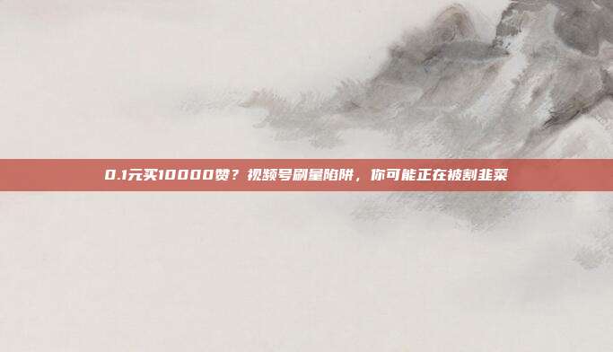 0.1元买10000赞？视频号刷量陷阱，你可能正在被割韭菜