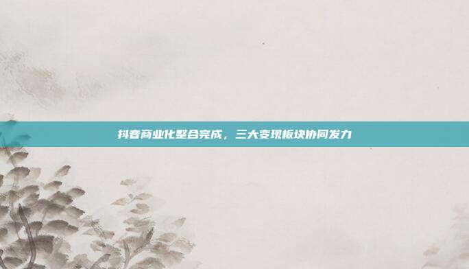 抖音商业化整合完成，三大变现板块协同发力