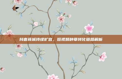 抖音商城持续扩容，短视频种草转化链路解析