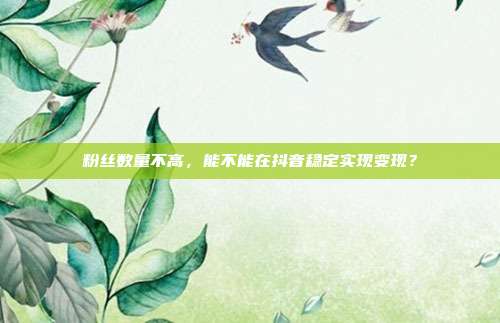 粉丝数量不高，能不能在抖音稳定实现变现？