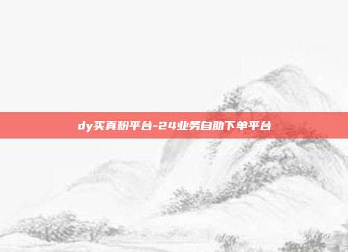 dy买真粉平台-24业务自助下单平台