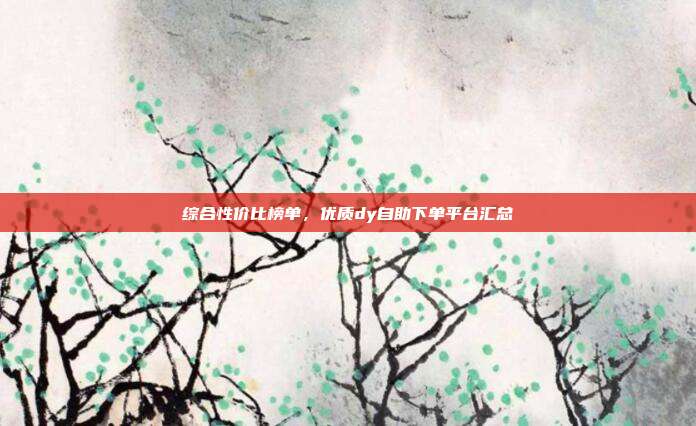 综合性价比榜单，优质dy自助下单平台汇总