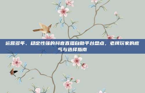 运营多年、稳定性强的抖音直播自助平台盘点，老牌玩家的底气与选择指南