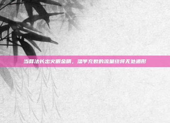 当算法长出火眼金睛,滥竽充数的流量终将无处遁形