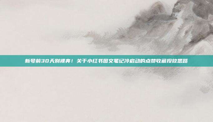 新号前30天别裸奔!关于小红书图文笔记冷启动的点赞收藏投放思路