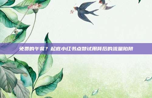 免费的午餐?起底小红书点赞试用背后的流量陷阱