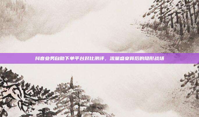 抖音业务自助下单平台对比测评,流量盛宴背后的隐形战场
