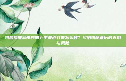 抖音播放双击自助下单渠道效果怎么样?实测揭秘背后的真相与风险