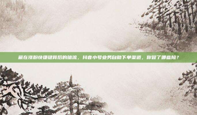 藏在涨粉快捷键背后的暗流,抖音小号业务自助下单渠道,你冒了哪些险?