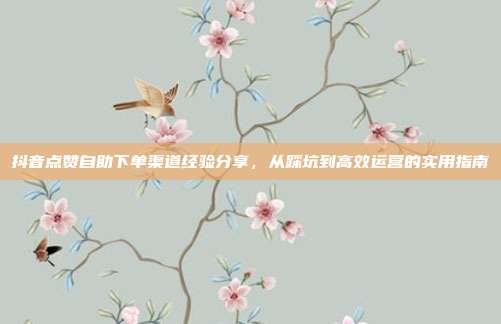 抖音点赞自助下单渠道经验分享,从踩坑到高效运营的实用指南